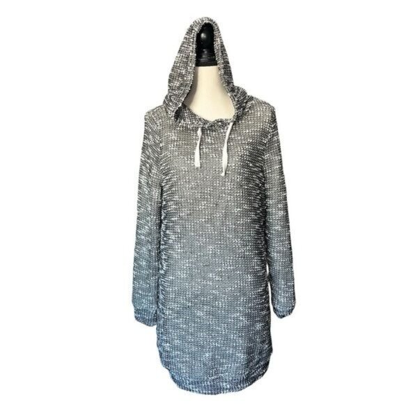 Fabletics Black & White Hoodie Dress Women’s Large Polyester Cotton Casual Style - Picture 1 of 10